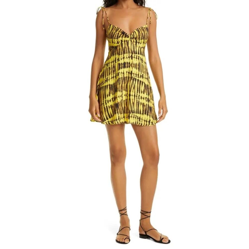 Alice + Olivia Raquel minidress Sun Drenched Sunbeam yellow festival summer 12